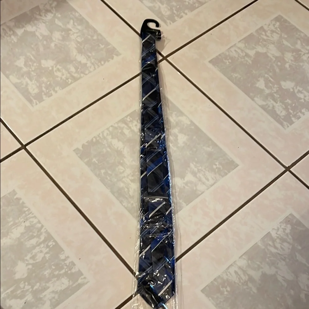 Blue and Black Striped Necktie with Silky Texture